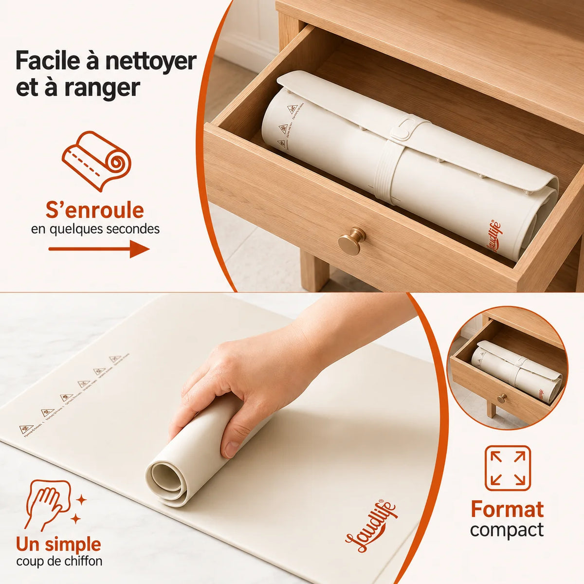 Laudlife™ Tapis Chauffant Enroulable | Gardez Vos Plats Chauds Plus Longtemps