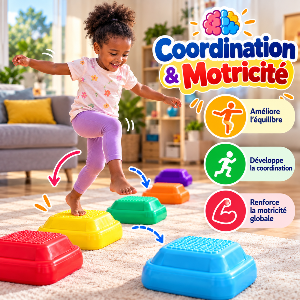 🌈 Parcours d’Équilibre pour Enfants, 6 Pièces BOUGER, JOUER ET RELEVER DE NOUVEAUX DÉFIS ! 🤸
