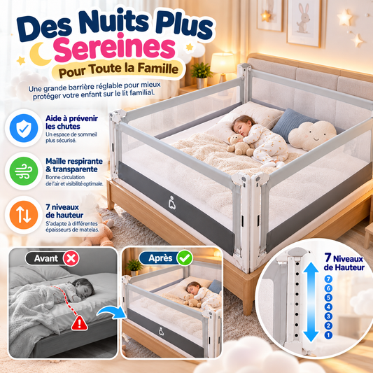 🛏️ Barrière de Lit Réglable pour Bébé | PROTÉGEZ SES NUITS, DORMEZ PLUS SEREINEMENT 🛡️💤