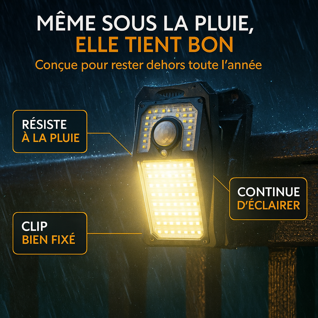 🔦 Lampe Solaire à Clip Anti-Coupure