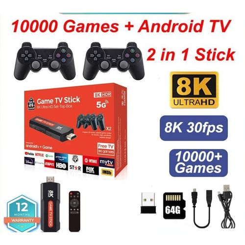 PlayMax® – Console Android 8K Plug & Play +10 000 Jeux