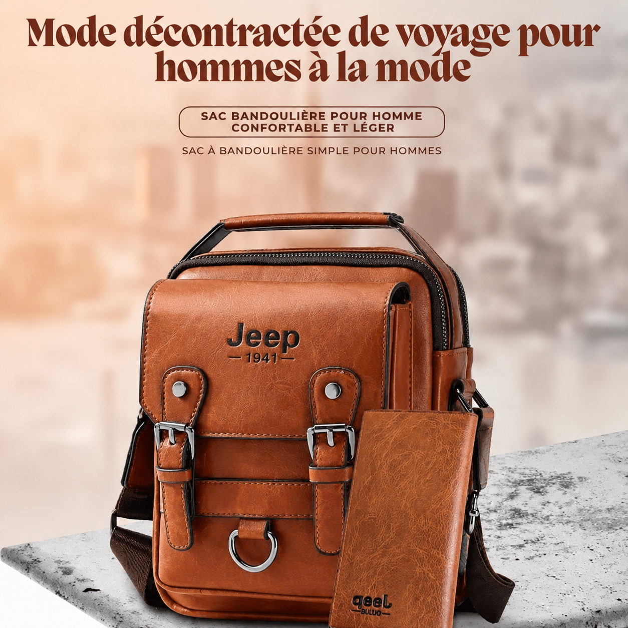 Jeep™ Sac à Bandoulière Classique + Portefeuille Offert