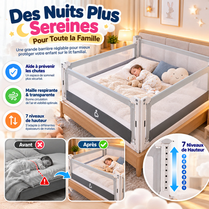 🛏️ Barrière de Lit Réglable pour Bébé | PROTÉGEZ SES NUITS, DORMEZ PLUS SEREINEMENT 🛡️💤