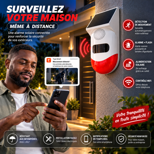 🚨 Alarme Solaire Intelligente WiFi | Surveillez vos espaces extérieurs plus simplement