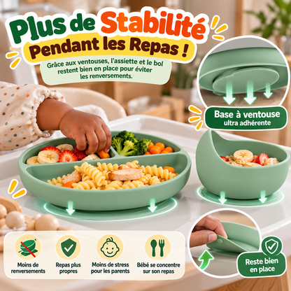 🍽️ Ensemble Repas Bébé en Silicone | SES PREMIERS REPAS EN TOUTE AUTONOMIE 👶