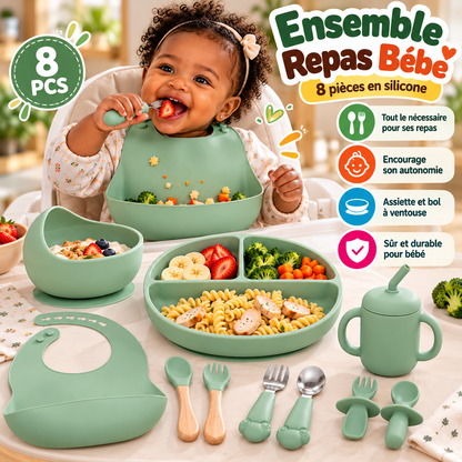 🍽️ Ensemble Repas Bébé en Silicone | SES PREMIERS REPAS EN TOUTE AUTONOMIE 👶