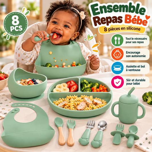 🍽️ Ensemble Repas Bébé en Silicone | SES PREMIERS REPAS EN TOUTE AUTONOMIE 👶