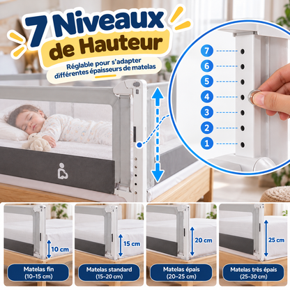 🛏️ Barrière de Lit Réglable pour Bébé | PROTÉGEZ SES NUITS, DORMEZ PLUS SEREINEMENT 🛡️💤
