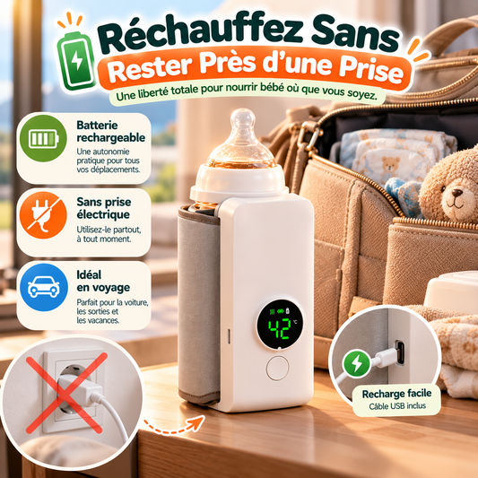 🍼 Chauffe-Biberon Portable Sans Fil | 🌡️ LE BIBERON À BONNE TEMPÉRATURE, OÙ QUE VOUS SOYEZ