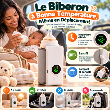 🍼 Chauffe-Biberon Portable Sans Fil | 🌡️ LE BIBERON À BONNE TEMPÉRATURE, OÙ QUE VOUS SOYEZ
