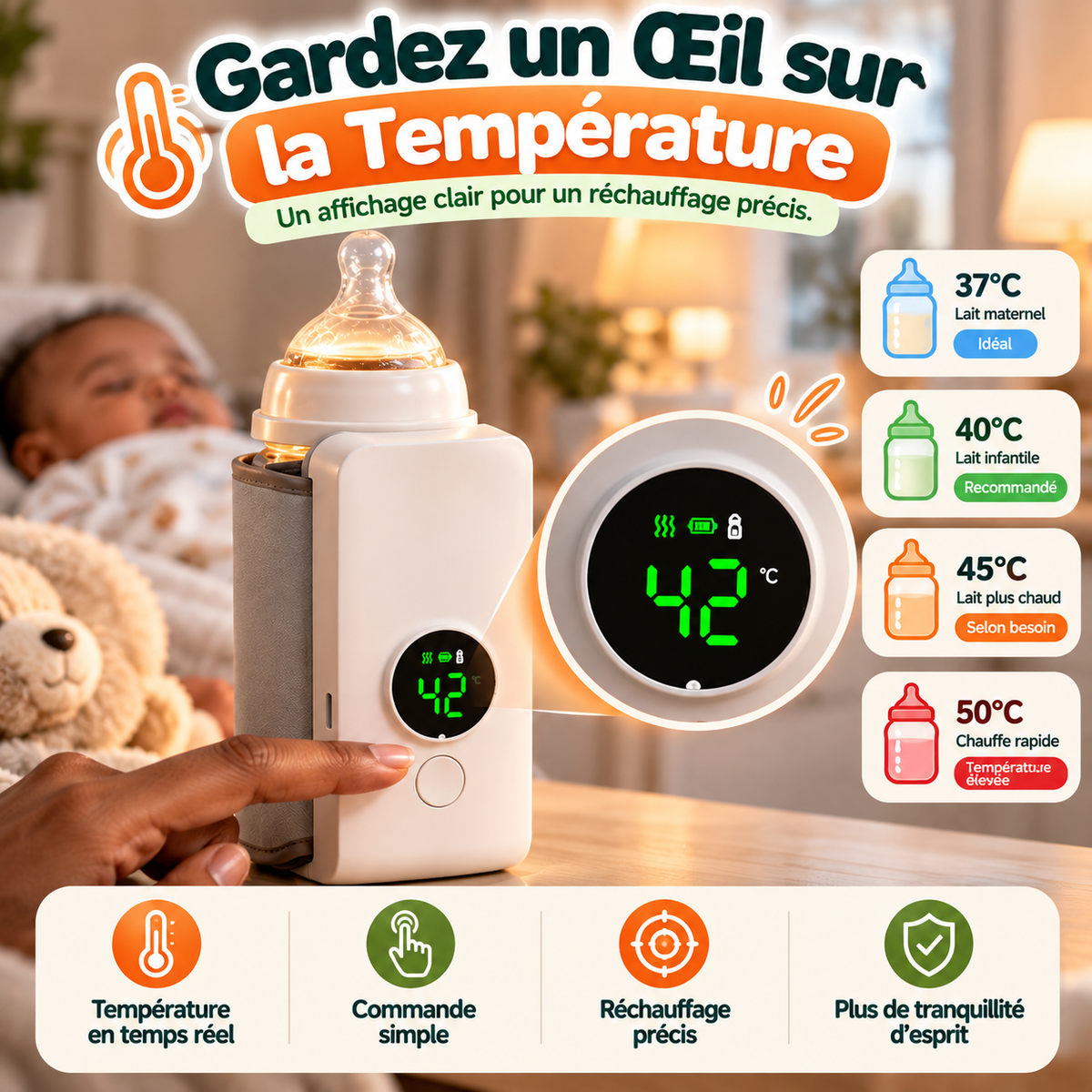🍼 Chauffe-Biberon Portable Sans Fil | 🌡️ LE BIBERON À BONNE TEMPÉRATURE, OÙ QUE VOUS SOYEZ