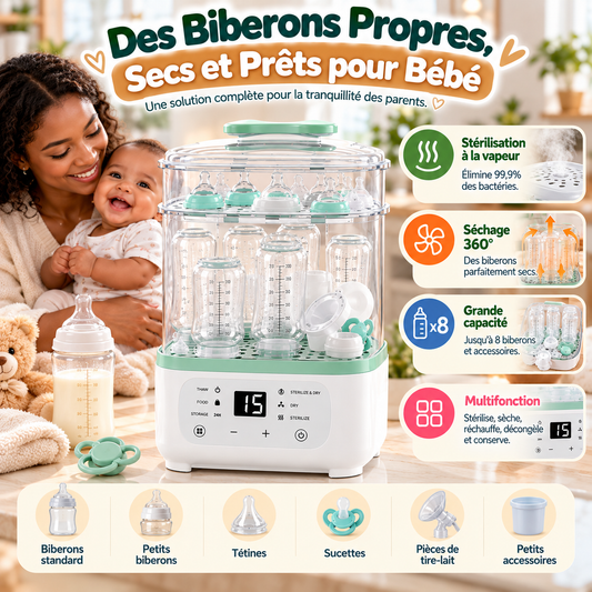 🍼 Stérilisateur & Séchoir Multifonction pour Biberons
