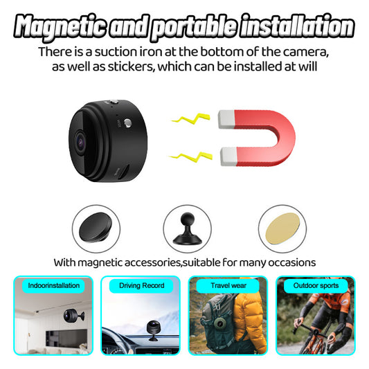 SecureCam™ Mini Caméra WiFi UHD – Vision Nocturne & Batterie Intégrée