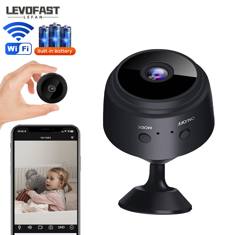 SecureCam™ Mini Caméra WiFi UHD – Vision Nocturne & Batterie Intégrée