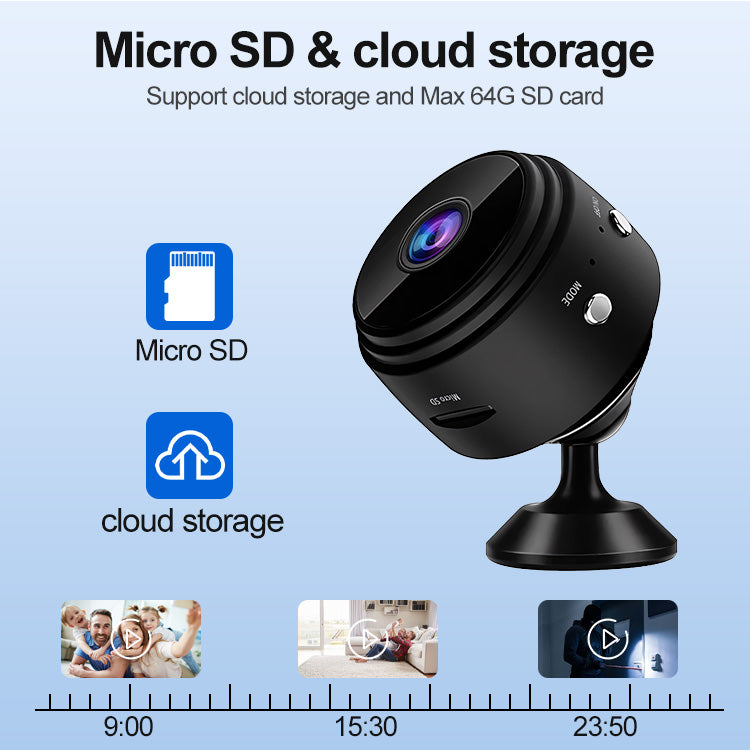 SecureCam™ Mini Caméra WiFi UHD – Vision Nocturne & Batterie Intégrée